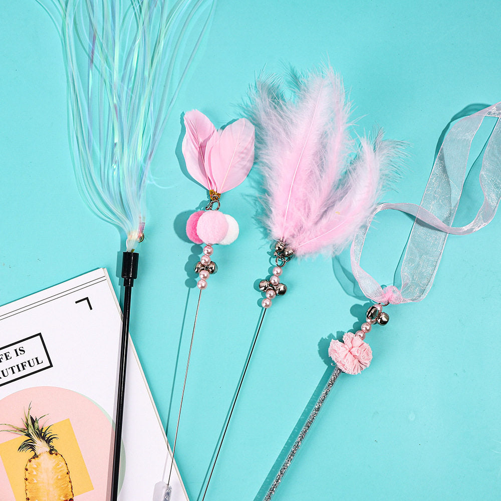 Feather Bell Cat Teaser Wand Toys