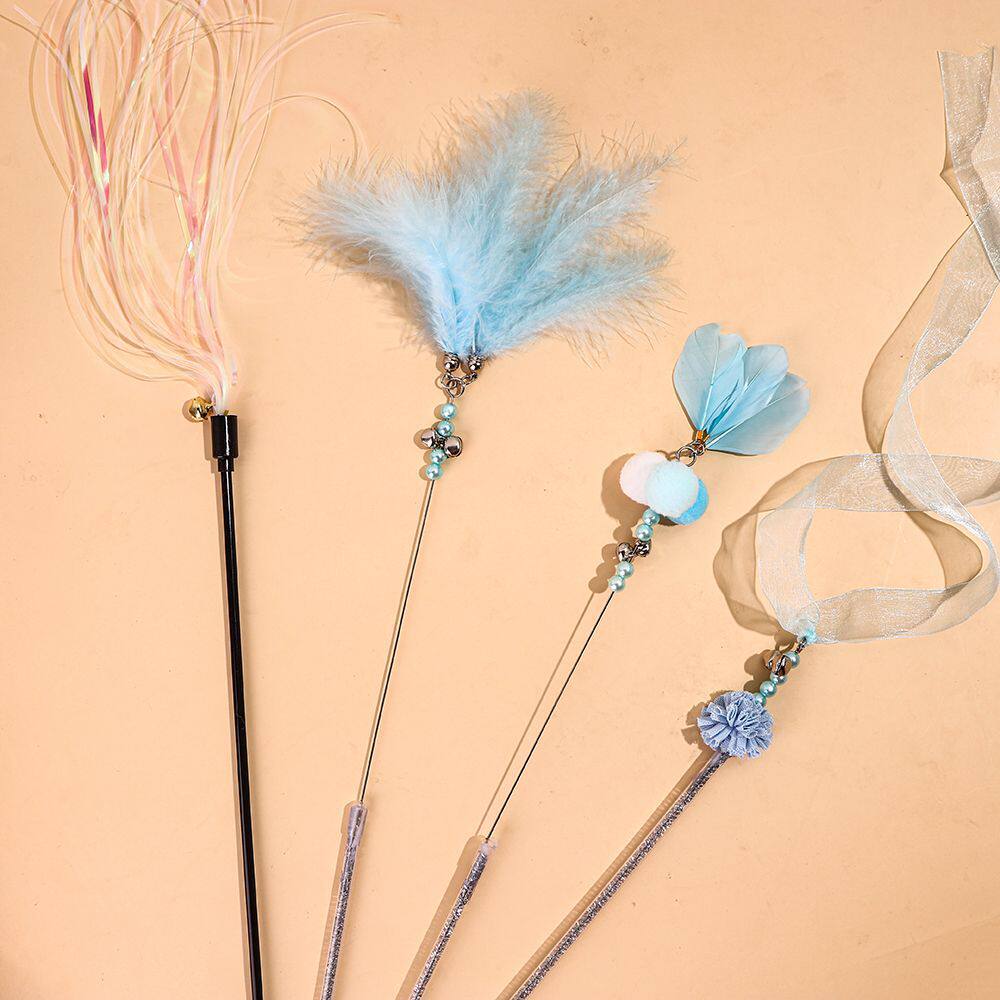 Feather Bell Cat Teaser Wand Toys