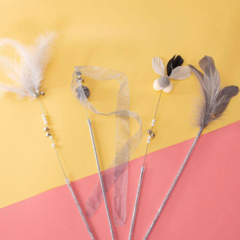 Feather Bell Cat Teaser Wand Toys