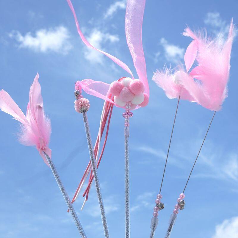Feather Bell Cat Teaser Wand Toys